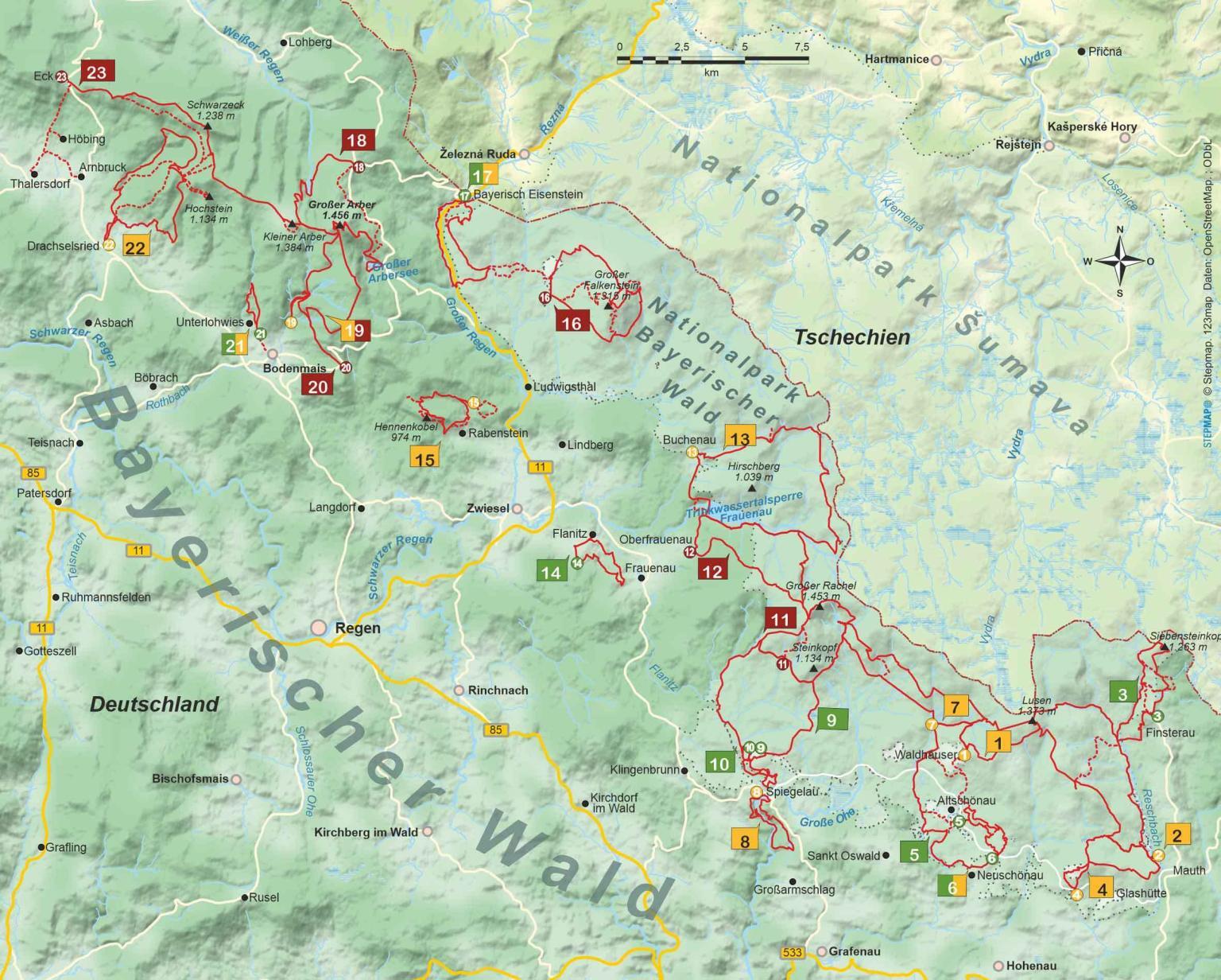 Wanderführer  Bayerischer Wald  23 Tageswanderungen